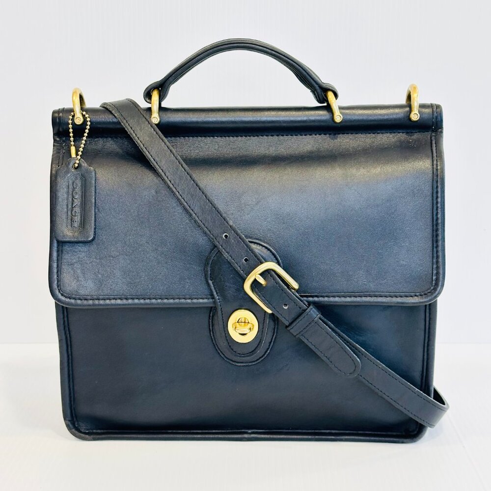 Vintage COACH Willis Bag 9927 NAVY with Brass Hardware - 1994 USA